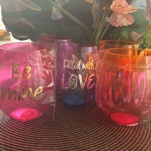 🇺🇸 Valentines Plastic Stemless Wine glass NEW